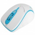 Mini Bluetooth 2.0 Wireless Optical Mouse - branco + azul (2 x AAA)