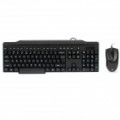 KB-2201 106-chave com fio 1800DPI Mouse conjunto de teclado - preto