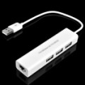 USB 1.1 3-USB 2.0 portas HUB adaptador - branco (10 cm) + 10/100Mbps Ethernet