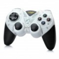 2.4 GHz Dual-Shock sem fio joystick controlador de jogos com receptor USB para PC - branco + preto (4 x AAA)