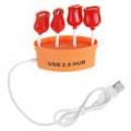 Bonito vaso de flores em forma de HUB USB 2.0 4-Portas - laranja (50 CM-cabo)