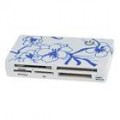 6-em-1 USB 2.0 RS-MMC/MiniSD/MicroMS/M2/TF/MicroSD Leitor de Carto - branco + azul