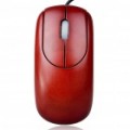 Exclusivo bambu 800 DPI USB mouse óptico - madeira da sandália vermelho da cor (150 cm-cabo)