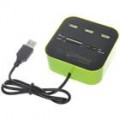 3 Portas USB 2.0 Hub + MS/MS PRO DUO/SD/MMC/M2/leitor de cartão Micro SD (preto + verde)