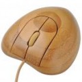 Elegante bambu 800 DPI USB mouse óptico - café (150 CM-cabo)