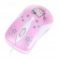 Bonito estilo Hello Kitty 800 DPI mouse óptico com cabo retrátil - Pink (70 CM-cabo)