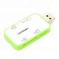 USB 2.0 leitor de cartão SD/Micro SD/MS/M2 - branco + verde