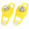 Luz 2-modo Colorful agarrado Bike luz chaveiros - amarelo (par / 2 x CR2032)