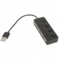 HUB de 4 portas USB 2.0 c / comutador Individual - preto