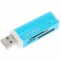 Isqueiro exclusivo em forma de USB 2.0 M2/SD/MMC/SDHC/DV/MS Pro Duo/MS Duo/TF Leitor de Carto - Blue (Max 16 G)