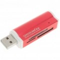 Isqueiro exclusivo em forma de USB 2.0 M2/SD/MMC/SDHC/DV/MS Pro Duo/MS Duo/TF Leitor de Carto - vermelho (Max 16 G)