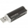 Isqueiro exclusivo em forma de USB 2.0 M2/SD/MMC/SDHC/DV/MS Pro Duo/MS Duo/TF Leitor de Carto - Black (máx 16 G)