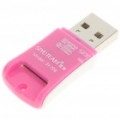 Leitor de cartão USB 2.0 TF/Micro SD 87H com / celular Strap - Pink (máximo 32 GB)