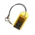 Leitor de cartão menor do MicroSD TransFlash USB com tampa (amarelo)