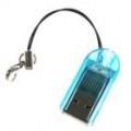 Leitor de cartão menor do MicroSD TransFlash USB com tampa (azul)