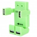 Vívida estilo Robot HUB USB 2.0 4-Portas com cabo USB - verde