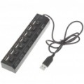 USB 2.0 de alta velocidade 7-Port HUB com Switch independente - preto