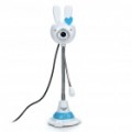 Bonito Coelho estilo USB 2.0 300K Pixel Eason Webcam c / microfone e 2-LED luz branca