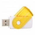 USB 2.0 leitor de cartão de memória SD/MMC/TF/M2 - amarelo + branco (máx. 32 GB)