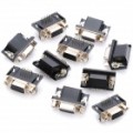 Fêmea 15 pinosos conector do soquete VGA - preto + prata (10 peça Pack)