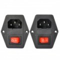 AC 250V 15A tomada plana Plug recipiente - preto (Pack de 2 peças)