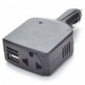 Carro plástico DC12V/24V para AC220V Power inversor com porta USB - preto