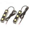 3W 10000K 210LM 3-LED branco luz diurna lâmpadas para automóveis (par/DC 12V)