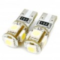 T10 0.3W 6500K 46-Lumen 5-5050 SMD LED branco carro leves lâmpadas (DC 12V/par)