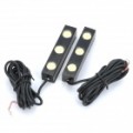 3W 100LM lúmen branco 3-LED carro Daytime Running luz lâmpada - preto (12V DC / par)