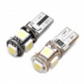 12V DC 0.6W 16 ~ 18LM lúmen x 5 5050 SMD LED carro branco lâmpadas com decodificador (par)