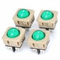 Switch de 4 pinosos c / indicador verde para carro / barco / moto (4-Pack)