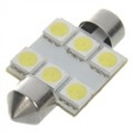 36 mm 1.35W 6-SMD LED 6500K 84-Lumen branco lâmpada para carro (12V)