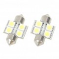 Carro 30 mm 0.8 com 6500K 84LM 4-SMD LED branco com luz de leitura bulbos de lâmpada (DC 12 ~ 18V/par)