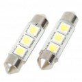 38 mm 0.6W 6500K 60LM 3-SMD lâmpadas LED leitura lâmpada/Boot luz branca (DC 12 ~ 18V/par)