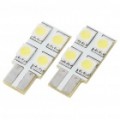 T10 0.6W 60-70LM 4-LED 5050 SMD LED carro passando sinal lâmpadas (12V/par)