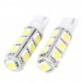 T10 4W 130LM 13 x 5050 SMD LED carro branco lâmpadas (par)