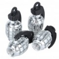 Grenade Cool universal em forma de tampas de válvula de pneu carro - prata (Pack de 4 peças)