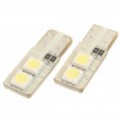 T10 0.28W 4-SMD 5050 LED 21LM 8000K branca lâmpadas eléctricas para automóveis (par)