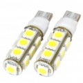 T10 2,6 com 6500K 160-lúmen 2-modo 2-modo 13-5050 SMD LED branco lâmpadas (DC 12V/par)