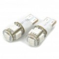 T10 1.5 com 5-SMD 5050 LED 60LM 2-modo 620-625nm Red Light Bulbs para carro (par)