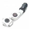 USB retráctil para iPhone/Mini USB/Micro USB Data/Charging Cable Car Charger Set (branco)