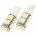 T10 0.84W 9-SMD 5050 LED 170LM 8000K branca lâmpadas eléctricas para automóveis (par)