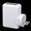 Universal 4 portas USB alimentação AC Travel Charger Kit - branco (2-Flat-Pin Plug)